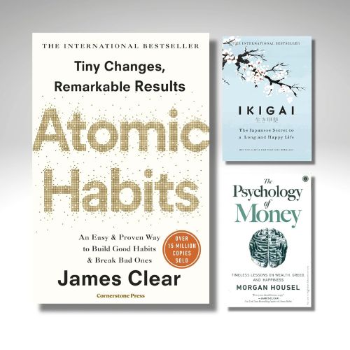 Transform Your Life Book Set – Atomic Habits, Ikigai, Psychology of Money (Paperback)